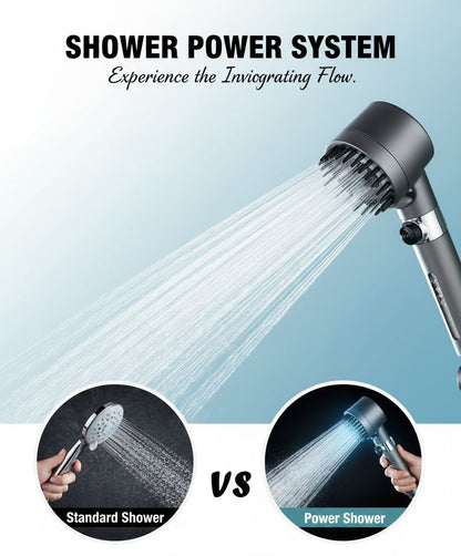 High Pressure 3-Mode Filter Shower Head with Massage Brush