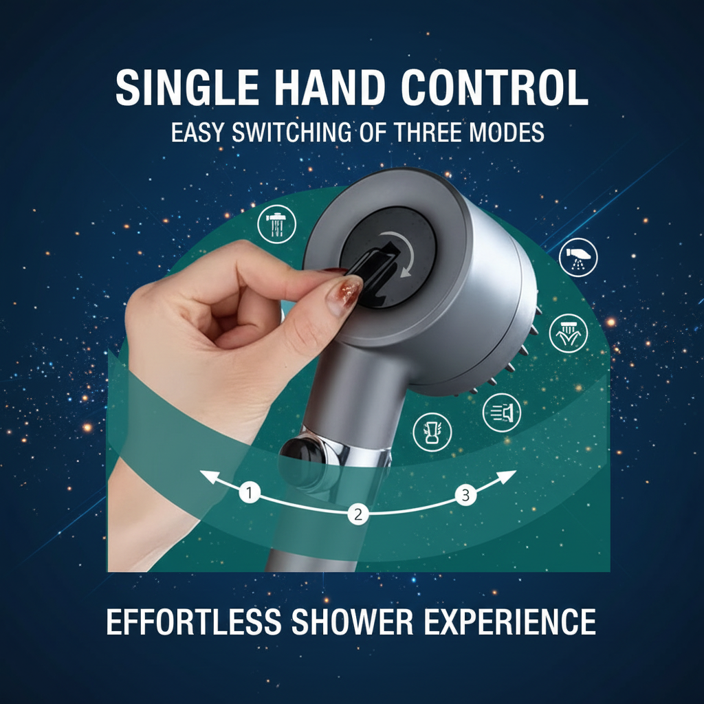 High Pressure 3-Mode Filter Shower Head with Massage Brush