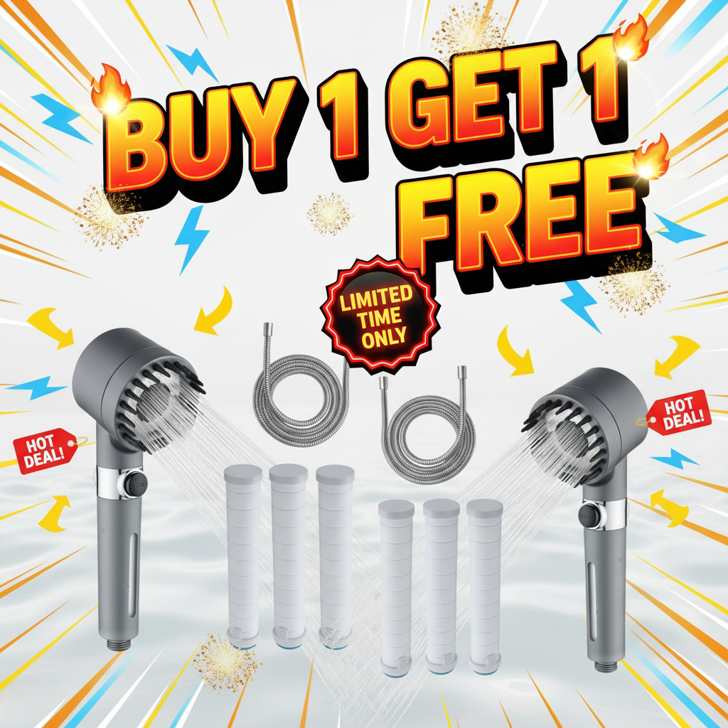 High Pressure 3-Mode Filter Shower Head with Massage Brush